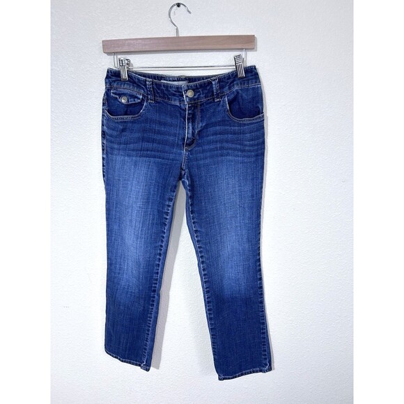 Chicos Platinum Stretch JEANS -  Womens Size 00 - Straight Leg Dark Wash - Picture 1 of 8